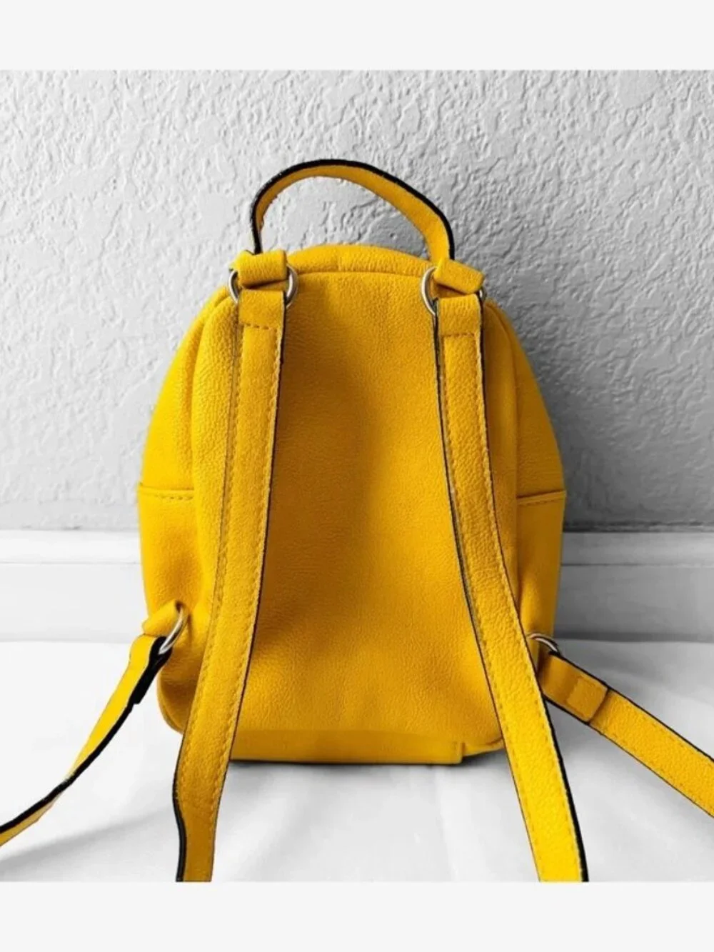 Betsey Johnson Yellow Quilted Mini Backpack with Dog Patch